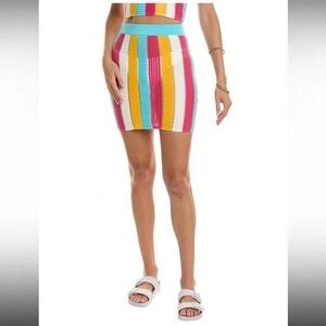 Solid & Striped The Rosie Skirt Multi Stripe Knit Mini Coastal Medium New NWT